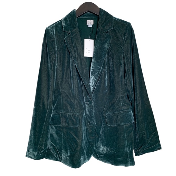 NWT a new day Women's Dark Green Velvet Blazer Jacket Size Small NEW - Picture 1 of 6